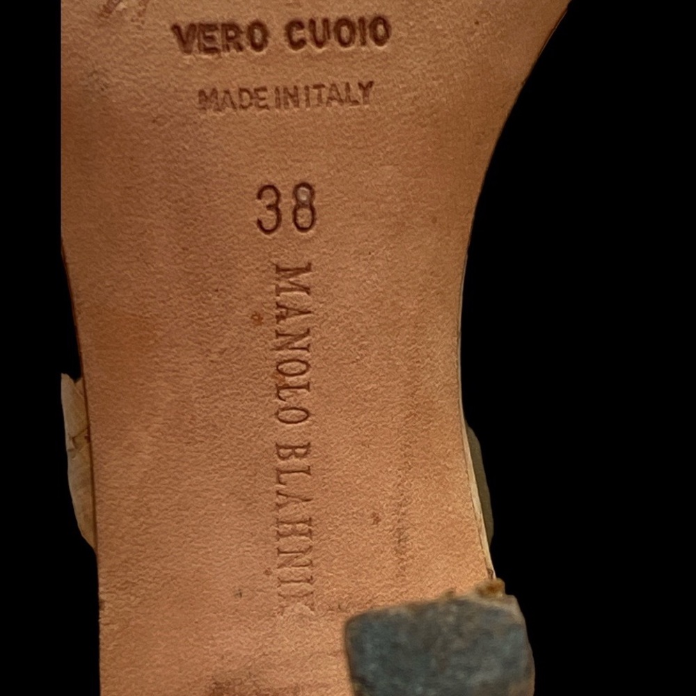 Manolo Blahnik Beige Lasti Cork Sling Back Sandal - Size 38 (US 7.5) - Picture 7 of 7